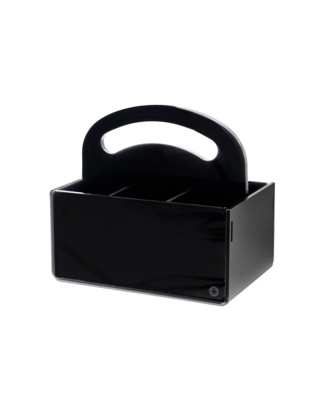 iPLEX Design - Serving P/Posate 6 Sedi Con Manico Nero in plexiglass - 21,5x20x15 cm
