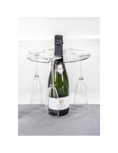 iPLEX Design - Bon Ton Reggicalici Trasparente 4 Posizioni in plexiglass - 25x0,4x25 cm