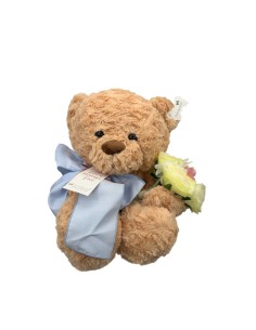 Fiori di Lena - Peluche  orso L con fiocco cm 55 h, mazzetto di fiori e tag Festa della Mamma 2