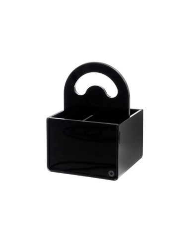 iPLEX Design - Serving P/Posate 4 Sedi Con Manico Nero in plexiglass - 14x20x15 cm