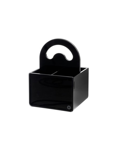 iPLEX Design - Serving P/Posate 4 Sedi Con Manico Nero in plexiglass - 14x20x15 cm