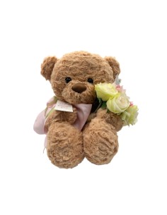 Fiori di Lena - Peluche  orso L con fiocco cm 55 h, mazzetto di fiori e tag Festa della Mamma 2