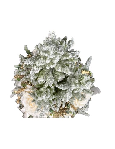 Fiori di Lena - PUFFO VELLUTO CON 3 ALBERI E DECORO NATALIZIO E PIZZO H. 70 CM