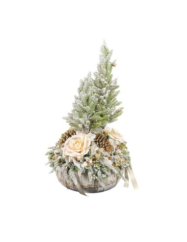 Fiori di Lena - PUFFO VELLUTO CON 3 ALBERI E DECORO NATALIZIO E PIZZO H. 70 CM