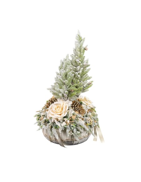 Fiori di Lena - PUFFO VELLUTO CON 3 ALBERI E DECORO NATALIZIO E PIZZO H. 70 CM