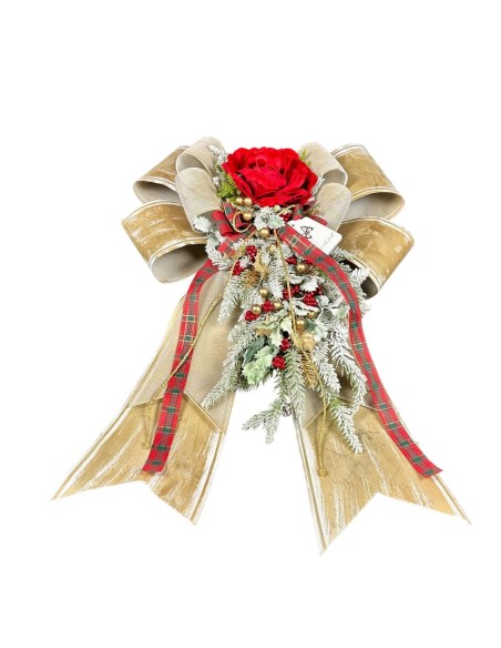 Fiori di Lena - FIOCCO METALLO CON DECORO NATALIZIO MISURA 2