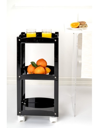 iPLEX Design - Serving Carrello Nero in plexiglass - 31,5x74x23,5 cm