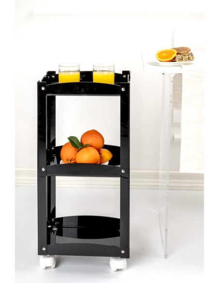 iPLEX Design - Serving Carrello Nero in plexiglass - 31,5x74x23,5 cm
