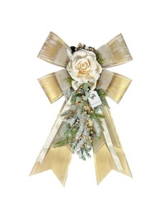 Fiori di Lena - FIOCCO METALLO CON DECORO NATALIZIO cm 40x67 h