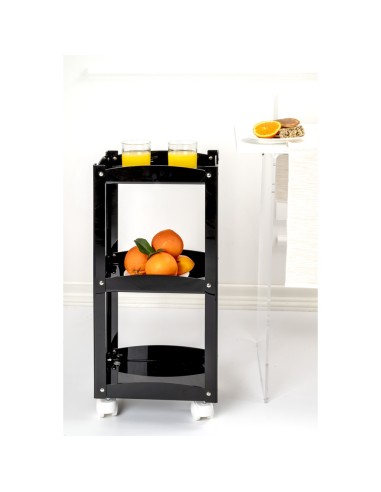 iPLEX Design - Serving Carrello Nero in plexiglass - 31,5x74x23,5 cm