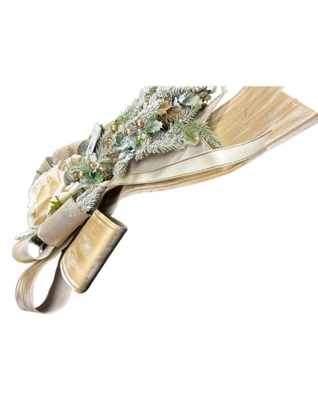 Fiori di Lena - FIOCCO METALLO CON DECORO NATALIZIO cm 40x67 h