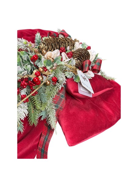 Fiori di Lena - FIOCCO GIGANTE C/DECORO,PINO,BACCHE ED ELEMENTI RUSTICI H:60 + SCATOLA