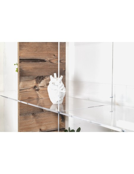 iPLEX Design - Etra Libreria Rovere in plexiglass/legno - Trasparente/legno rovere - 180x180x30,5 cm