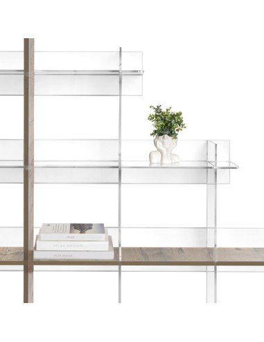 iPLEX Design - Etra Libreria Rovere in plexiglass/legno - Trasparente/legno rovere - 180x180x30,5 cm