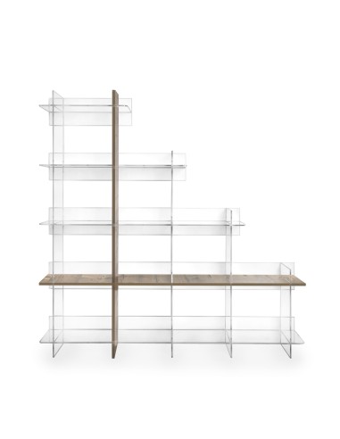 iPLEX Design - Etra Libreria Rovere in plexiglass/legno - Trasparente/legno rovere - 180x180x30,5 cm