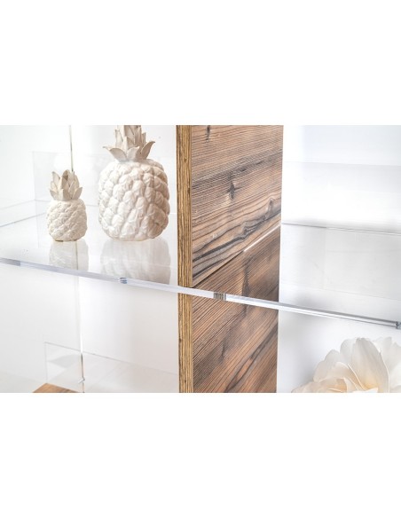 iPLEX Design - Etra Libreria Rovere in plexiglass/legno - Trasparente/legno rovere - 180x180x30,5 cm
