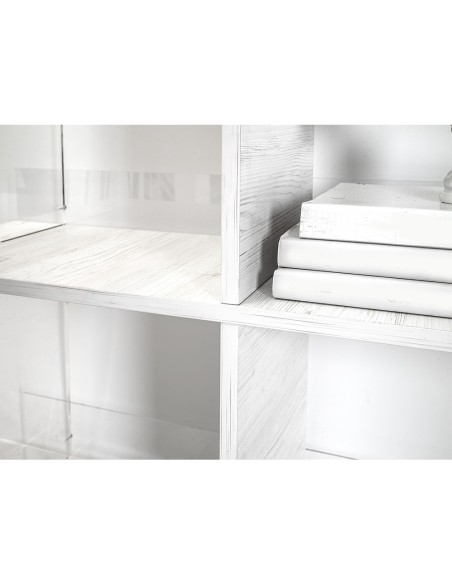 iPLEX Design - Etra Libreria Bianco in plexiglass/legno - Trasparente/legno bianco - 180x180x30,5 cm