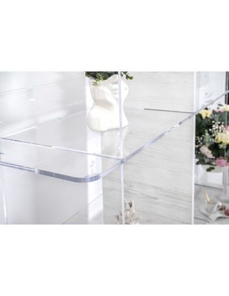 iPLEX Design - Etra Libreria Bianco in plexiglass/legno - Trasparente/legno bianco - 180x180x30,5 cm