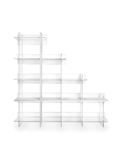 iPLEX Design - Etra Libreria Bianco in plexiglass/legno - Trasparente/legno bianco - 180x180x30,5 cm