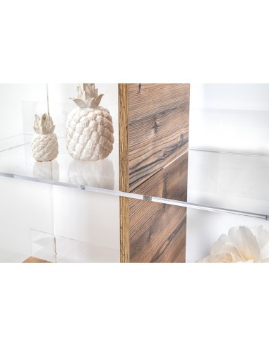 iPLEX Design - Cielo Libreria Rovere in plexiglass/legno - Trasparente/legno rovere - 180x180x30,5 cm