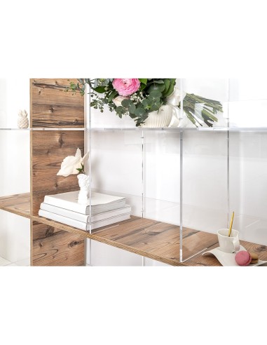 iPLEX Design - Cielo Libreria Rovere in plexiglass/legno - Trasparente/legno rovere - 180x180x30,5 cm