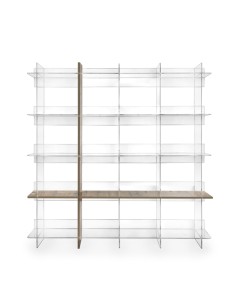 iPLEX Design - Cielo Libreria Rovere in plexiglass/legno - Trasparente/legno rovere - 180x180x30,5 cm