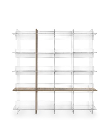 iPLEX Design - Cielo Libreria Rovere in plexiglass/legno - Trasparente/legno rovere - 180x180x30,5 cm