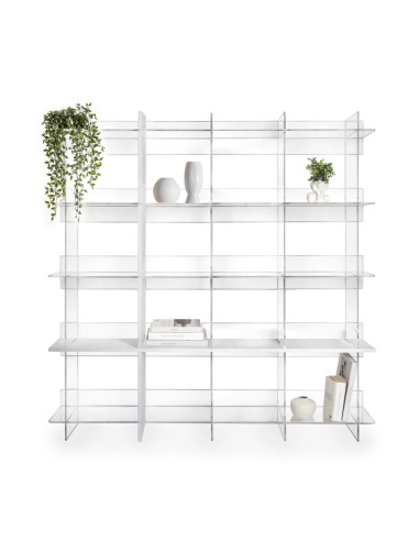 iPLEX Design - Cielo Libreria Bianco in plexiglass/legno - Trasparente/legno bianco - 180x180x30,5 cm