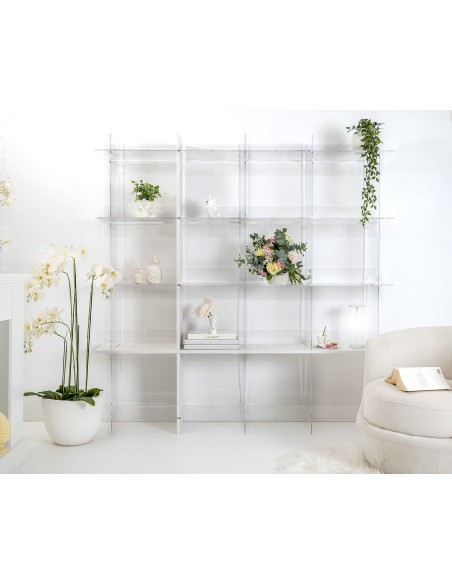 iPLEX Design - Cielo Libreria Bianco in plexiglass/legno - Trasparente/legno bianco - 180x180x30,5 cm