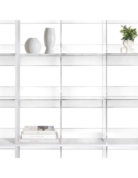 iPLEX Design - Cielo Libreria Bianco in plexiglass/legno - Trasparente/legno bianco - 180x180x30,5 cm