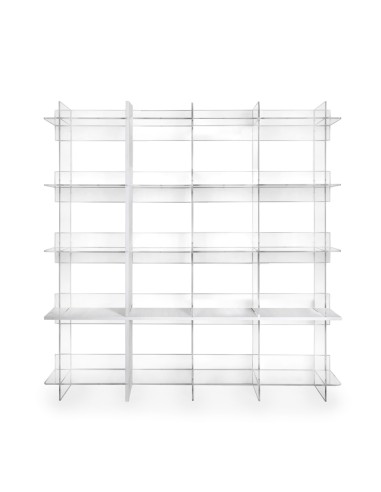 iPLEX Design - Cielo Libreria Bianco in plexiglass/legno - Trasparente/legno bianco - 180x180x30,5 cm