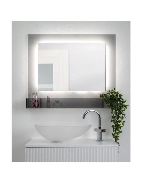 iPLEX Design - Lady T Specchio Fume' Orizzontale in plexiglass - grigio fumè - 100x68x18 cm