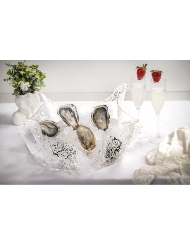iPLEX Design - Drappeggi Centrotavola Grande Pizzo in plexiglass - Trasparente - 50x17,5x50 cm