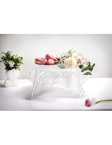 iPLEX Design - Drappeggi Centrotavola Grande Pizzo in plexiglass - Trasparente - 50x17,5x50 cm