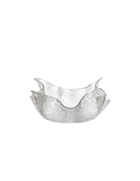 iPLEX Design - Drappeggi Centrotavola Medio Pizzo in plexiglass - Trasparente - 32,5x11,5x32,5 cm
