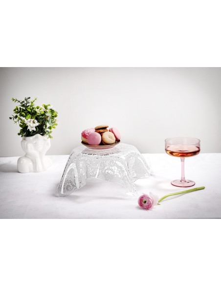iPLEX Design - Drappeggi Centrotavola Medio Pizzo in plexiglass - Trasparente - 32,5x11,5x32,5 cm