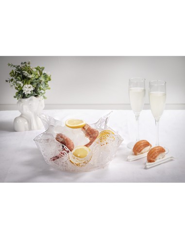 iPLEX Design - Drappeggi Centrotavola Medio Pizzo in plexiglass - Trasparente - 32,5x11,5x32,5 cm