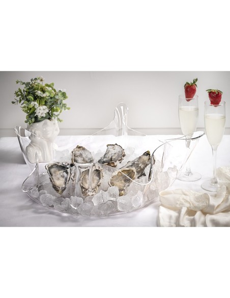 iPLEX Design - Drappeggi Centrotavola Grande Trasp in plexiglass - Trasparente - 50x17,5x50 cm