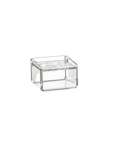 iPLEX Design - Scatolina Violet Piccola Trasp Pizzo in plexiglass - Trasparente - 7x4,5x7 cm