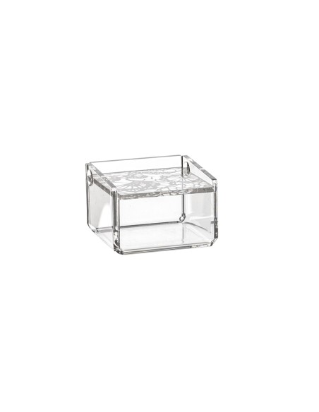 iPLEX Design - Scatolina Violet Piccola Trasp Pizzo in plexiglass - Trasparente - 7x4,5x7 cm