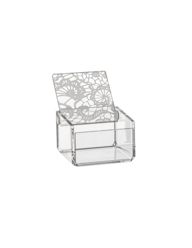 iPLEX Design - Scatolina Violet Piccola Trasp Pizzo in plexiglass - Trasparente - 7x4,5x7 cm