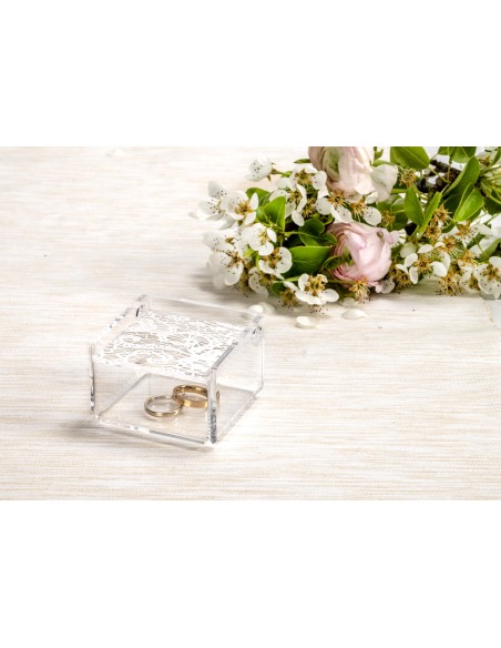 iPLEX Design - Scatolina Violet Piccola Trasp Pizzo in plexiglass - Trasparente - 7x4,5x7 cm