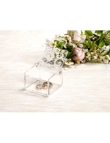 iPLEX Design - Scatolina Violet Piccola Trasp Pizzo in plexiglass - Trasparente - 7x4,5x7 cm