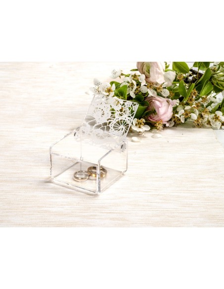 iPLEX Design - Scatolina Violet Piccola Trasp Pizzo in plexiglass - Trasparente - 7x4,5x7 cm