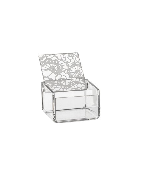 iPLEX Design - Scatolina Violet Piccola Trasp Pizzo in plexiglass - Trasparente - 7x4,5x7 cm