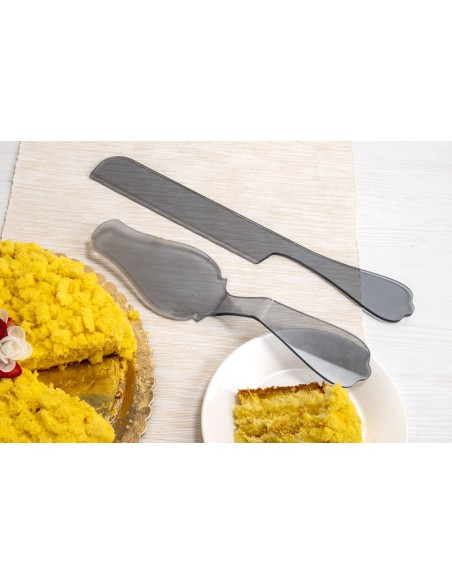 iPLEX Design - Bon Ton Set Torta Fume' in plexiglass - grigio fumè - 8x5x34 cm