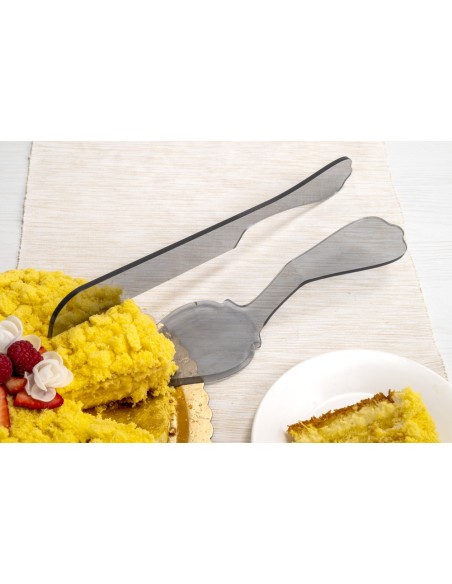 iPLEX Design - Bon Ton Set Torta Fume' in plexiglass - grigio fumè - 8x5x34 cm