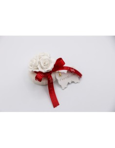 Fiori di Lena - Saponcino rotondo con gruppetto fiori in porcellana mis.2 Ø 4,5 cm 2