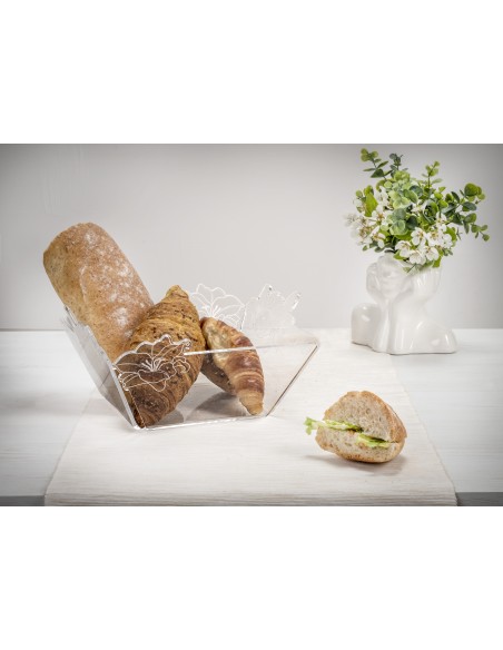 iPLEX Design - Rinascimento Cestino Pane Trasp in plexiglass - Trasparente - 25,5x11,5x25,5 cm