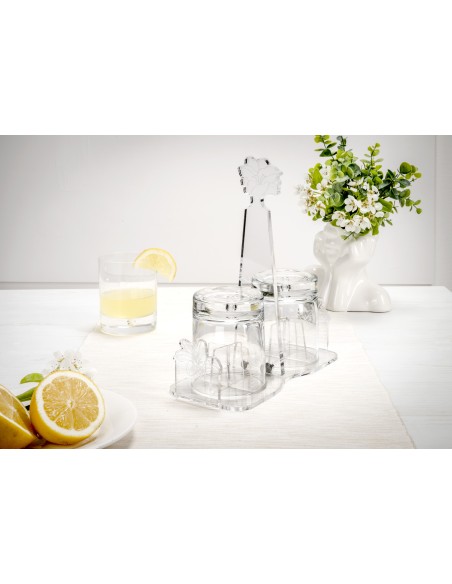 iPLEX Design - Rinascimento Portabicchieri Trasp in plexiglass - Trasparente - 22,5x24x10 cm